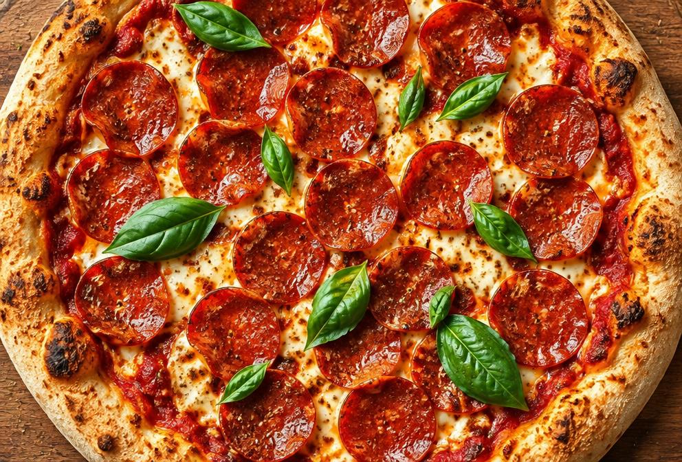 Fresh pepperoni pizza